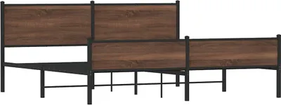 Produktbild von vidaXL Metallbett ohne Matratze Braun Eichen-Optik 193x203 cm