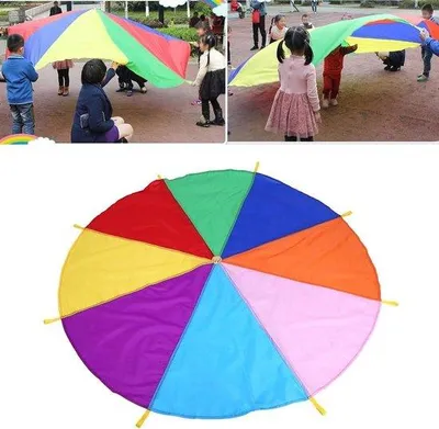 Immagine prodotto di Paracadute multicolore per bambini, 8 maniglie, diametro 2 m