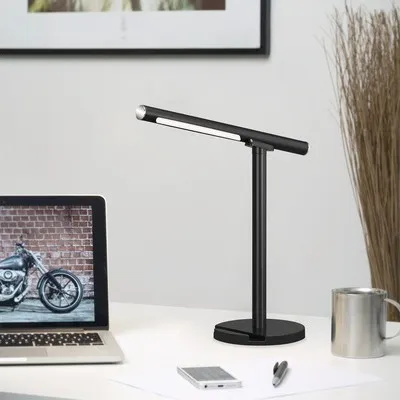 Produktbild von LED USB Bürolampe CCT mit abnehmbaren Kopf Metall/Kunststoff 1,5W 200 lm mit Touchdimmer USB Anschluss mit Ladefunktion schwarz H 370 mm