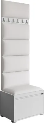 Produktbild von MIRJAN24 Garderoben-Set Grawis 60, Schuhschrank und Kleiderhakenbrett, 6 Stück gepolsterte Wandpaneele 60x30 (Weiß + Soft 017)