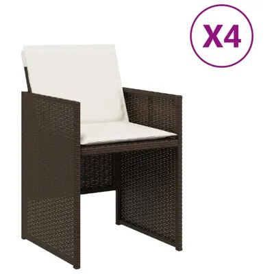 Produktbild von vidaXL Gartenstühle mit Kissen 4 Stk. Braun Poly Rattan