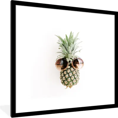 Produktbild von MuchoWow® Gerahmtes Poster Sonnenbrille - Ananas - Tropisch 40x40 cm - Poster mit Schwarzem Bilderrahmen Wandposter Rahmen Foto Bilder - Poster - Plakat im Rahmen