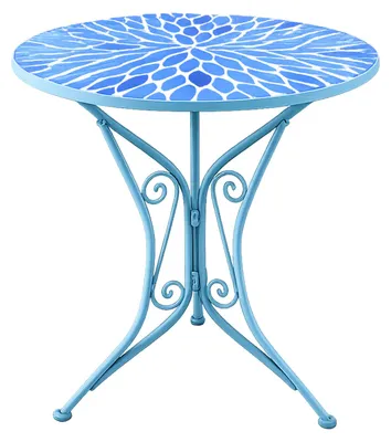 Produktbild von Gartentisch Metall Blau mit Blütenmotiv