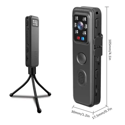 Obrázek produktu pro tělesná kamera 1080P WiFi s nahráváním zvuku a videa, přenosná tělesná mini kamera s červeno-modrým výstražným světlem, noční vidění pro donucovací orgány, osobní nahrávání na cestách a v přírodě
