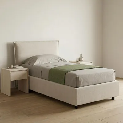Produktbild von Bruino - Einzelbett, Beige, Abnehmbarer Bezug Italy