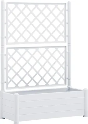 Produktbild von vidaXL Pflanzkübel mit Spalier 100x43x142 cm PP Weiß