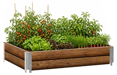 Produktbild von Hochbeet aus verzinktem Kiefernholz 120x80x20 cm, klappbar für Gemüse und Kräuter