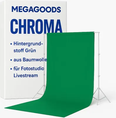 Produktbild von Hintergrundstoff Grün aus Baumwolle für Fotostudio Livestream DE.
