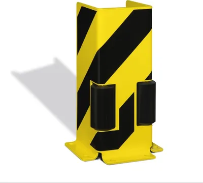 Produktbild von PROREGAL Anfahrschutz mit Leitrolle | U-Profil | HxBxT 40x16x16cm | Kunststoffbeschichteter Stahl 6mm | Schwarz-Gelb