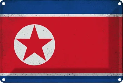Produktbild von vianmo Blechschild 20x30 cm Nordkorea North Korea Vintage Flagge Fahne Wappen