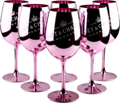Produktbild von 6X Moet & Chandon Imperial Gläser Echtglas Pink Rose Rosa Champagner Glas Limited Ibiza Champagnerglas