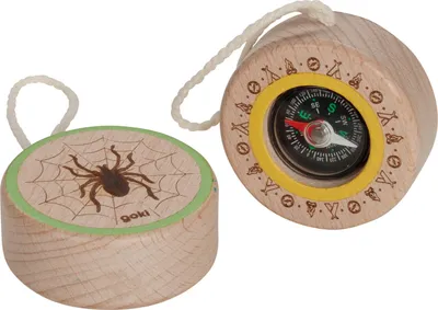 Produktbild von goki 60700 Kompass Spinne Ø= 5 cm, Holz und Kunststoff, natur