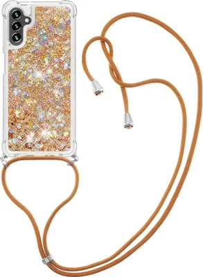 Produktbild von Samsung Galaxy A34 Hülle - Coverup Liquid Glitzer Back Cover mit Handykette - Gold