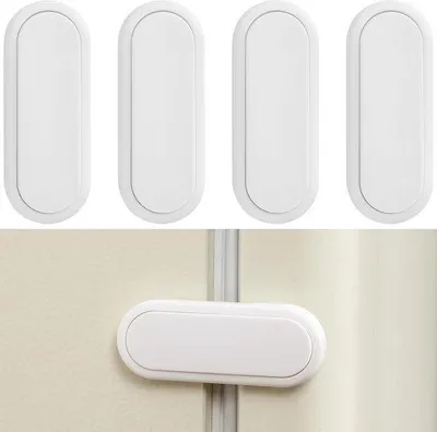 Image de Serrure de sécurité pour armoire - Serrure autocollante pour armoire - Serrure pour armoire de cuisine - Lot de 4