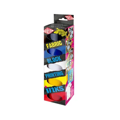 Immagine prodotto di Inchiostro per stampa a blocchi di tessuto Essdee, colori primari, confezione da 5 x 150 ml.