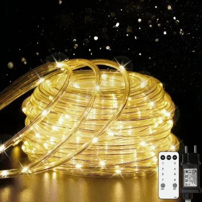 LED-Lichtschlauch 20 m, 200 LEDs, warmweiß, dimmbar, 8 Modi
