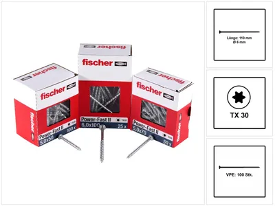 Zdjęcie produktu dla Fischer 670459, Śruba, Stal nierdzewna, Drewno, Ogólna użyteczność, Gwint częściowy, Płaska głowa