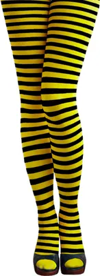Produktbild von Oblique Unique y Ringel Strumpfhose für Damen geringelt gestreift blickdicht für Fasching Karneval - gelb schwarz