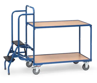 Image de Fetra Chariot de préparation de commandes avec marchepied 2 niveaux , hauteur 1155 mm
