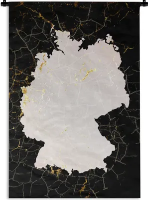 Produktbild von MuchoWow® Wandteppich Wandbehang Karte - Deutschland - Gold 90x135 cm Tapisserie Dekoration Wandtuch - Baumwolle - Wandskulptur