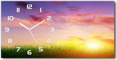 Immagine prodotto di Orologio da parete in vetro – 60x30 cm - Quadro in vetro - Orologio in vetro - Vetro temperato - Lancette bianche - Tramonto