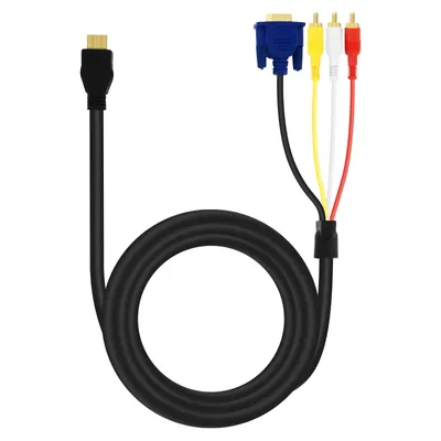 Obrázok produktu pre Video kábel HDMI na 3x RCA konektor / VGA od spoločnosti LinQ - čierny
