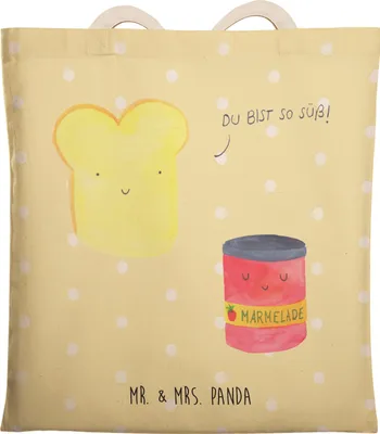 Produktbild von Mr. & Mrs. Panda Beuteltasche Toast Marmelade - Gelb Pastell - Geschenk, Süß, Gute Laune, Tote Bag, Tasche, Einkaufstasche, Toastbrot, Beutel, Dreamteam, Brot, shopping