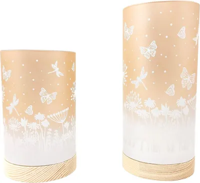 Produktbild von 2er Set LED Deko Lichter Tischlampen Blumenwiese apricot 15 + 20cm Formano WA