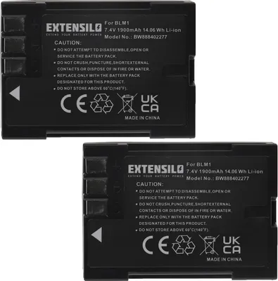 Produktbild von EXTENSILO 2x Akku kompatibel mit Olympus E-30, E-300, E-330, E-510, E-1, E-3, E-500, E-520 Kamera (1900 mAh, 7,4 V, Li-Ion)