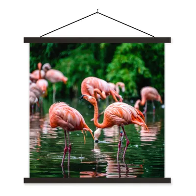 Produktbild von MuchoWow® Textilposter Flamingo - Tropisch - Vogel - Wasser - Rosa 40x40 cm mit schwarzem Rahmen - Fotos