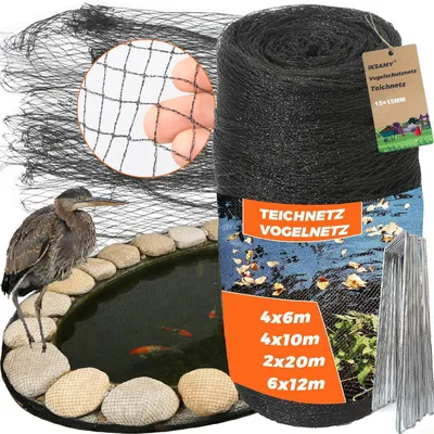 Obrázok produktu pre Sieť proti vtákom, jemná, rozmer 4 x 10 metrov, hmotnosť 20 g/m², čierna, vhodná do záhrady a k rybníku