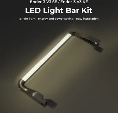 A product shot of an LED light bar kit for a 3D printer, with marketing text overlay.