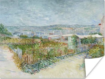 Produktbild von MuchoWow® Poster Montmartre: hinter der Mühle von Galette - Vincent van Gogh 120x90 cm - Wandbild