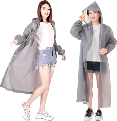 Produktbild von 2 Stš¹ck Regenponcho EVA Regenjacke Uni Wiederverwendbar Regenmantel wasserdicht atmungsaktiv tragbarer Regencape zum Camping Wandern Angeln (magisches Grau, Lš¹nette)