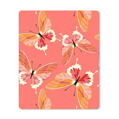 Produktbild von MuchoWow® Mauspad Mousepad Schmetterlinge - Muster - Rosa 30x40 cm - Mousepads - Maus Mat - Pad - Mausunterlage - Mausmatten