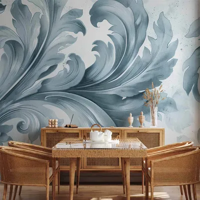 Produktbild von Vlies Fototapete - Stone Baroque Ornaments in Light Shades of Gray-Blue 350x256 cm Muster f-H-10019-a-a