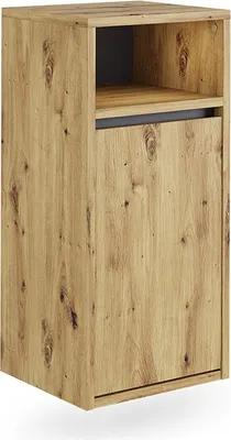 Immagine prodotto di Mobiletto da bagno Vicco Viola Artigiano/grigio 38 x 80 cm con cesto portabiancheria, Model 54882