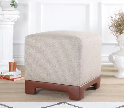 Produktbild von Hanah Home, Lenover - Tan, Sitzpuff, Bräunen, 50 % BAUMWOLLE / 50 % LEINEN, 50 x 50 x 47 cm