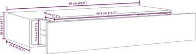 Produktbild von vidaXL Wandregal mit Schublade Weiß 60x23,5x10 cm MDF