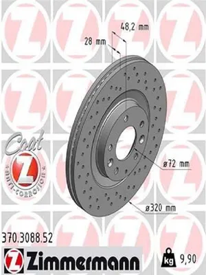 Immagine prodotto di 2x disco freno ZIMMERMANN 370.3088.52 per MAZDA CX-7 (ER) CX-9 (TB) 48mm 9 9kg