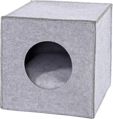 Produktbild von Katzenhöhle, faltbar, Kuschelhöhle für Katzen, 33x37x33 cm, Hellgrau mit Liegekissen