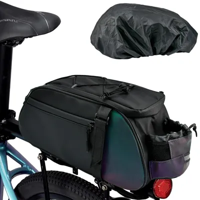 Obrázok produktu pre Banská taška na bicykel, objem 10 litrov, vodeodolná, s pláštenkou a reflexnými pruhmi