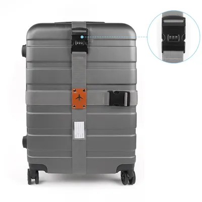 Image de 2 sangles de bagage, sangle de bagage croisée réglable avec serrure à combinaison, étiquettes de bagage, pour valises de 20 à 34 pouces
