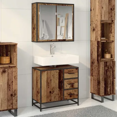 Productafbeelding van Maison Exclusive - Badkameraccessoireset, 2 stuks, gerecycled hout, 80 x 33 x 60 cm