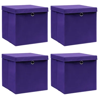 Obrázek produktu pro Úložné boxy s víky 4 ks 28 x 28 x 28 cm fialové