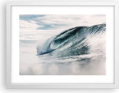 Produktbild von Gerahmtes Poster - Weißer Rahmen - Welle Meer Ozean - 40x30 cm - Wand Bild - Wanddeko - Wandbilder - Kunstposter - Wandposter - Bilderrahmen - Bilder - Kunstdruck - Wanddekoration - P2WAA40x30-4516