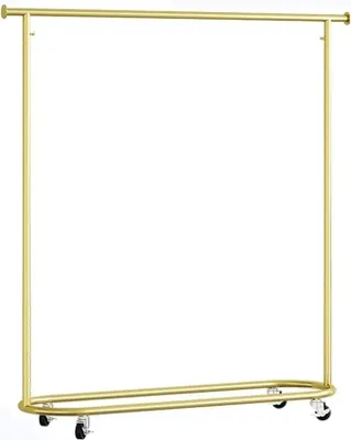 Imagen del producto de Soporte para ropa robusto: Perchero móvil para dormitorios y tiendas, armario de metal independiente con ruedas, ideal para uso comercial y para colgar ropa (140 x 30 x 155 cm)