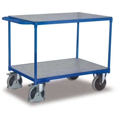 Produktbild von Schwerer Tischwagen 500 kg mit 2 Ladeflächen Zinkblech Typ L + EasySTOP
