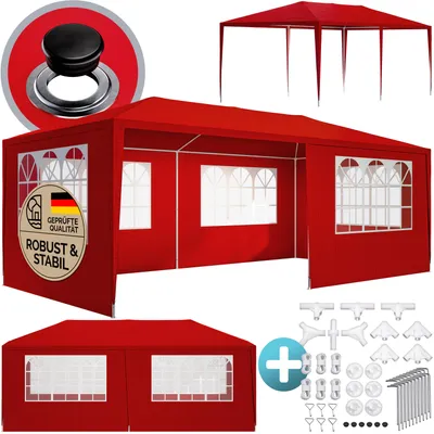 Produktbild von CASARIA® Pavillon 3x6m UV-Schutz 18m² Dachösen Wasserabweisend 6 Seitenteile Stabil Festival Festzelt Partyzelt Fenster Gartenzelt Fest Rot