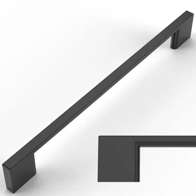 10 Möbelgriffe, schwarz, 256 mm Lochabstand, Zinklegierung